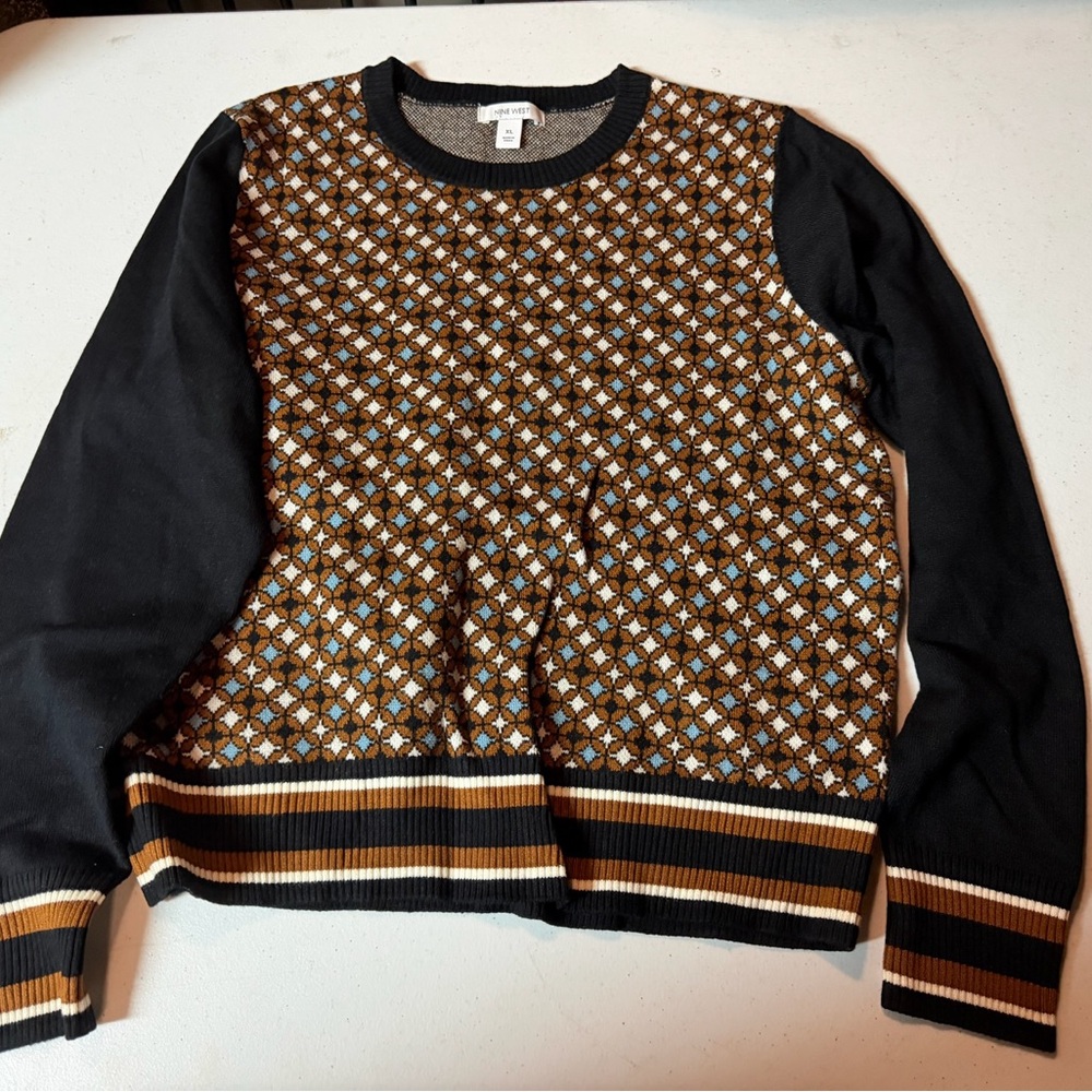 Nine West Retro Geometric Knit Sweater